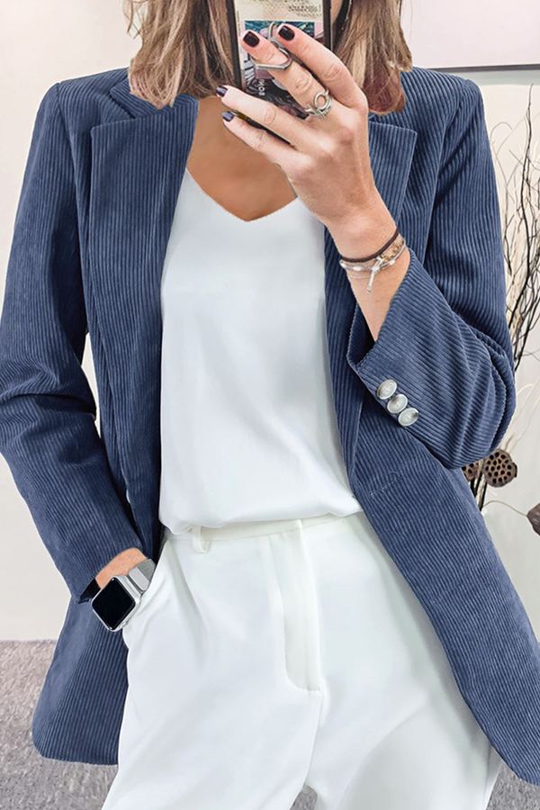 Prenda exterior informal, elegante, con botones lisos y cuello vuelto (7 colores)