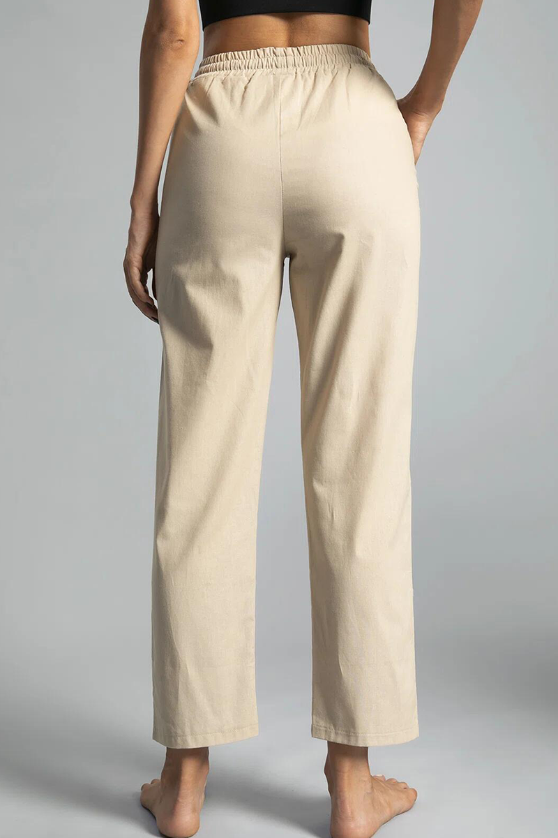 Pantalones casuales lisos con cordón ajustable, bolsillos rectos y estampados (5 colores)