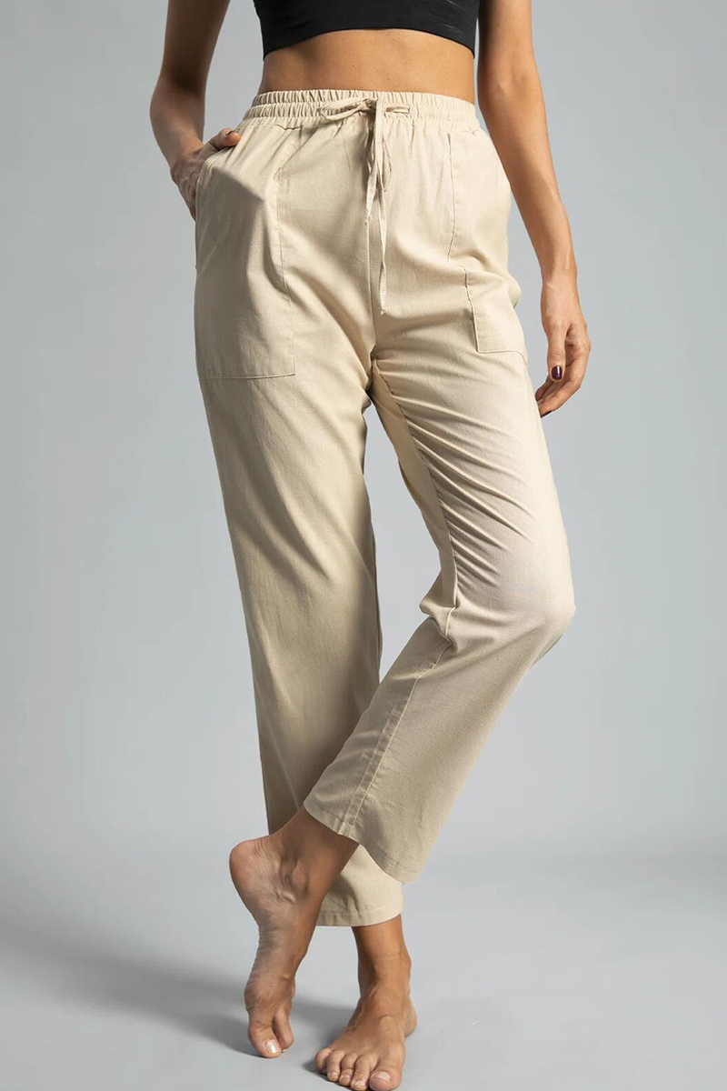 Pantalones casuales lisos con cordón ajustable, bolsillos rectos y estampados (5 colores)