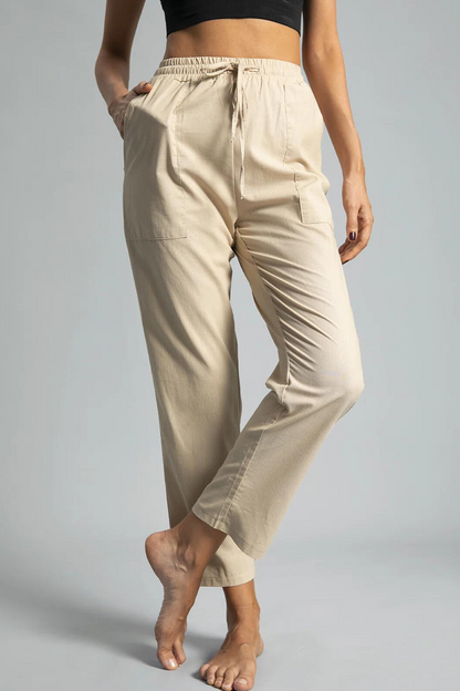 Pantalones casuales lisos con cordón ajustable, bolsillos rectos y estampados (5 colores)