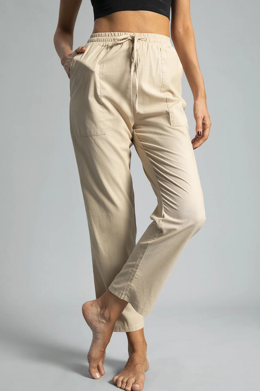 Pantalones casuales lisos con cordón ajustable, bolsillos rectos y estampados (5 colores)