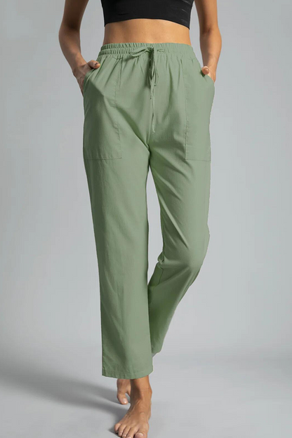 Pantalones casuales lisos con cordón ajustable, bolsillos rectos y estampados (5 colores)