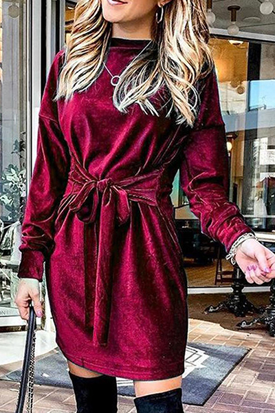 Vestidos elegantes de moda con diseño de patchwork sólido y tirantes, cuello redondo, corte A (4 colores)