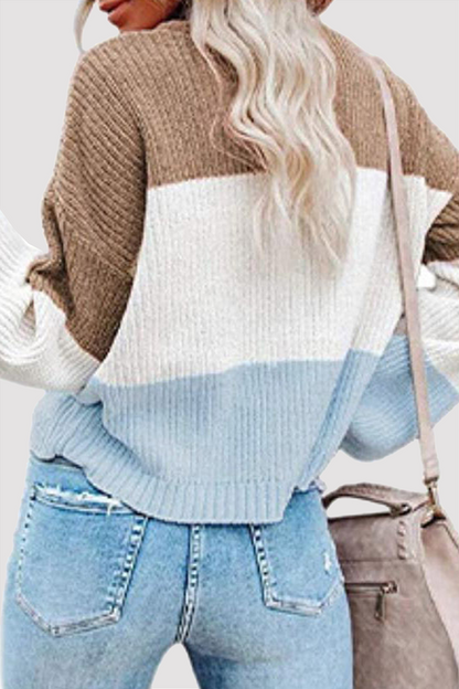 Tops casuales de cuello redondo con contraste de patchwork (8 colores)