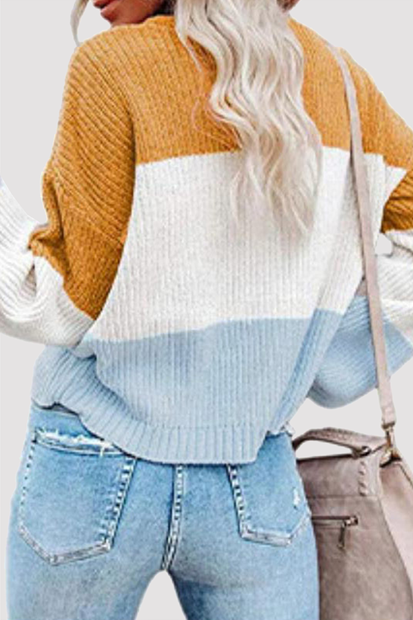 Tops casuales de cuello redondo con contraste de patchwork (8 colores)