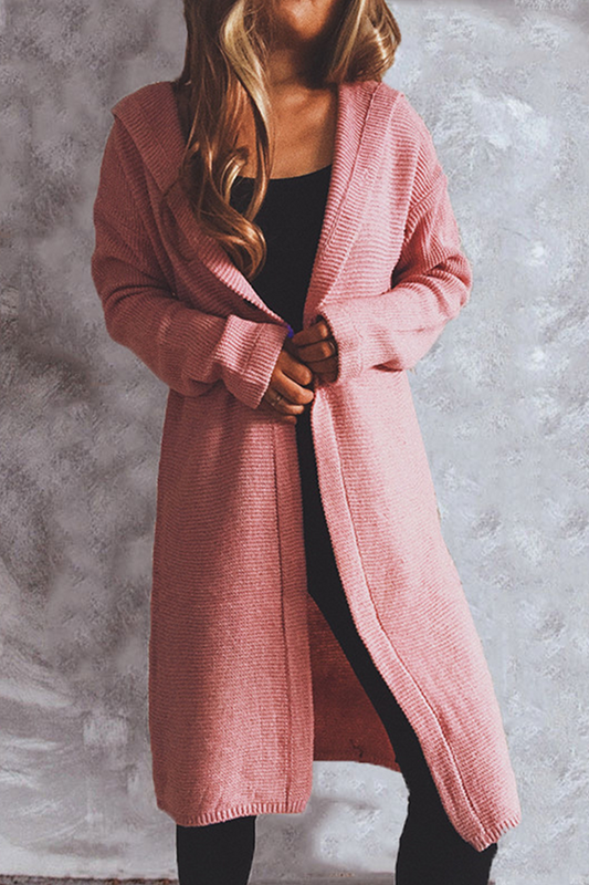 Suéter casual con cuello y capucha, básico, con botones sólidos
