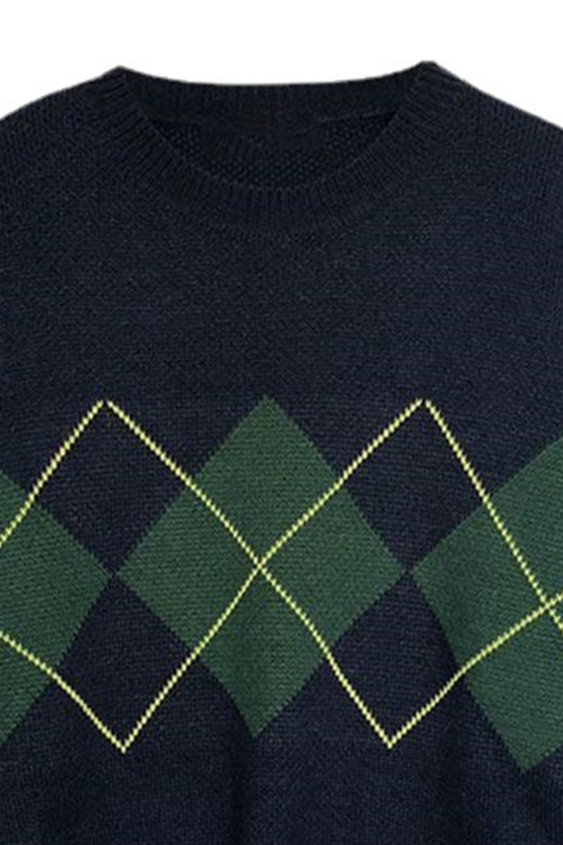 Suéter informal con cuello redondo y diseño de patchwork geométrico en contraste (3 colores)