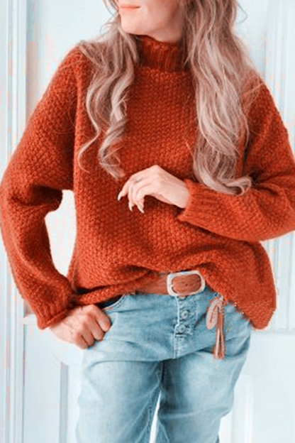 Suéter básico informal de cuello alto liso (4 colores)