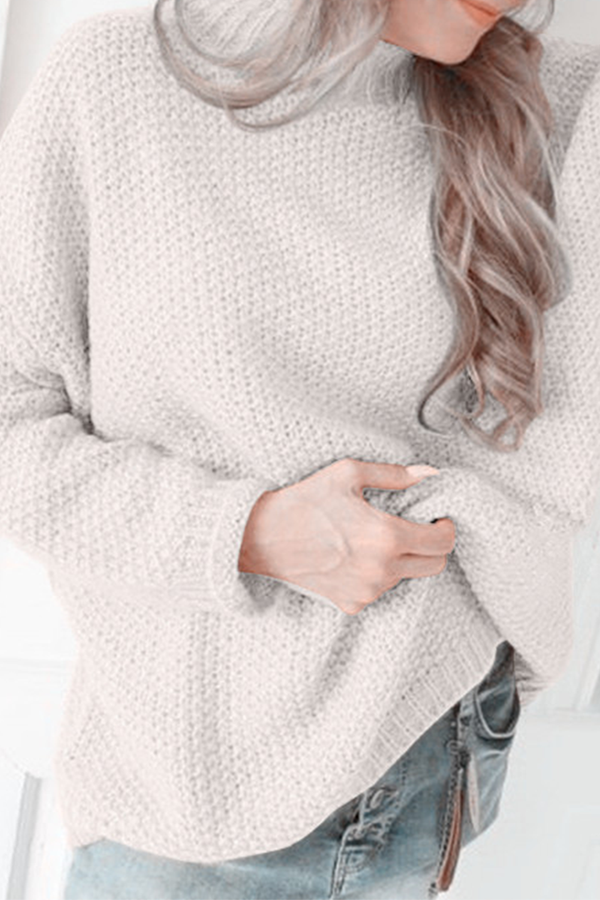 Suéter básico informal de cuello alto liso (4 colores)