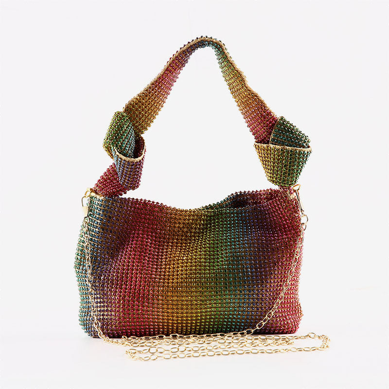 Bolsos de moda con parches de diamantes de imitación sólidos