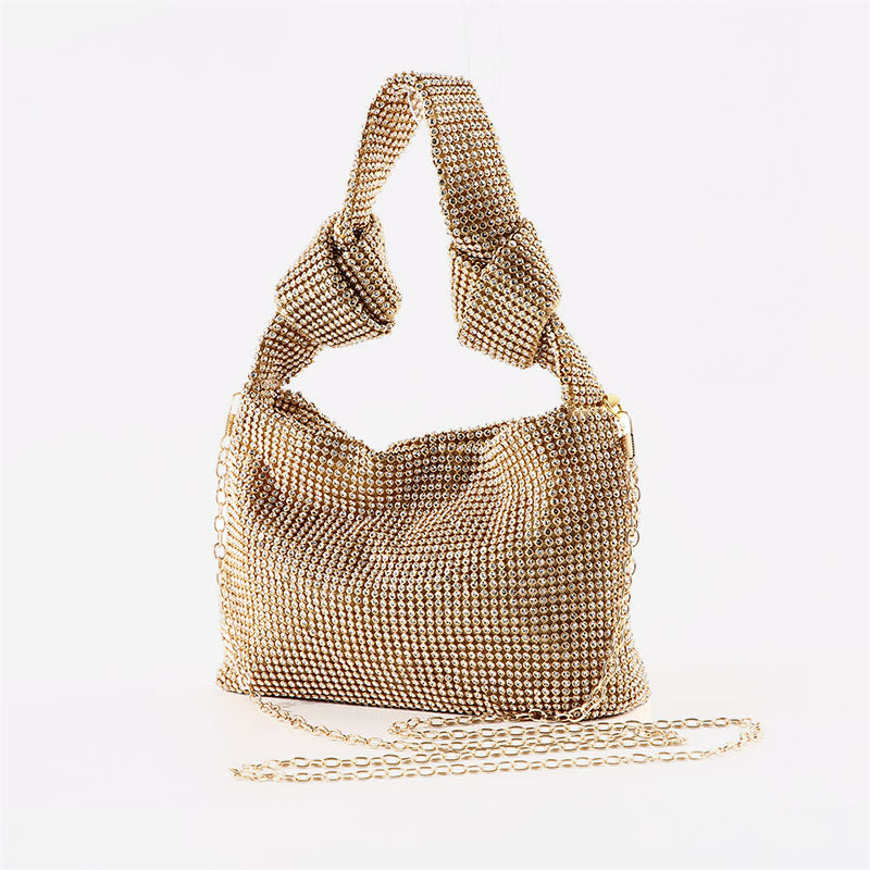 Bolsos de moda con parches de diamantes de imitación sólidos