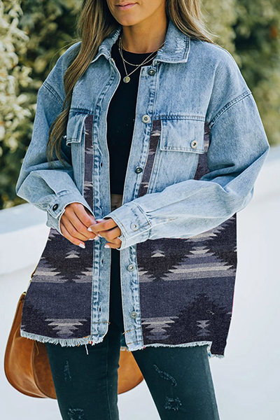 Prendas de abrigo informales de moda con cuello vuelto, hebilla y bolsillo geométrico