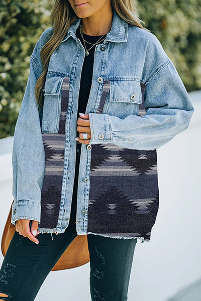 Prendas de abrigo informales de moda con cuello vuelto, hebilla y bolsillo geométrico