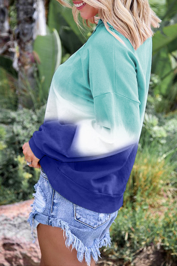 Casual Gradual Change Basic Contrast O Neck Tops£¨12 colors£©
