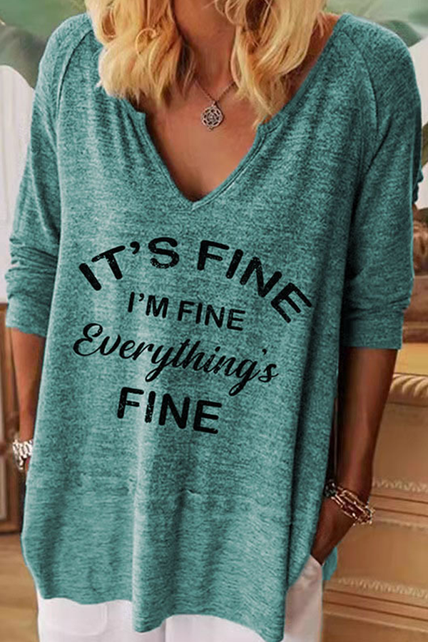 Tops casuales básicos con cuello en V y letras (7 colores)