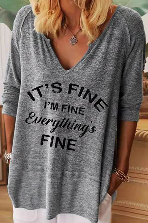 Tops casuales básicos con cuello en V y letras (7 colores)