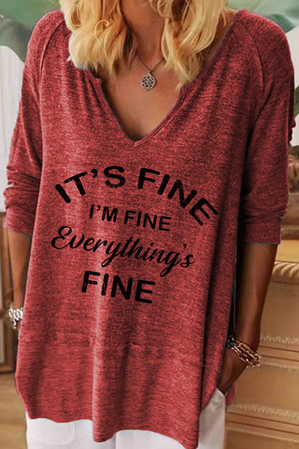 Tops casuales básicos con cuello en V y letras (7 colores)