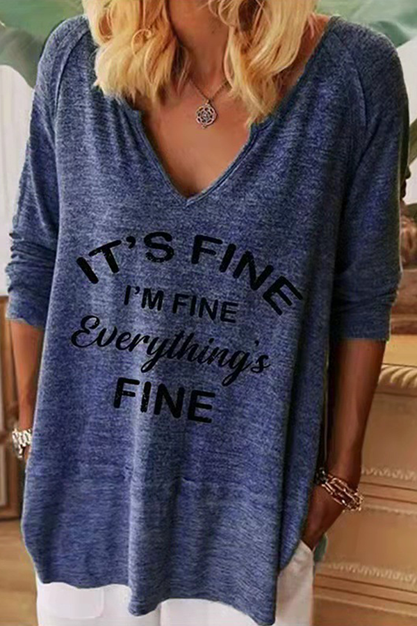 Tops casuales básicos con cuello en V y letras (7 colores)