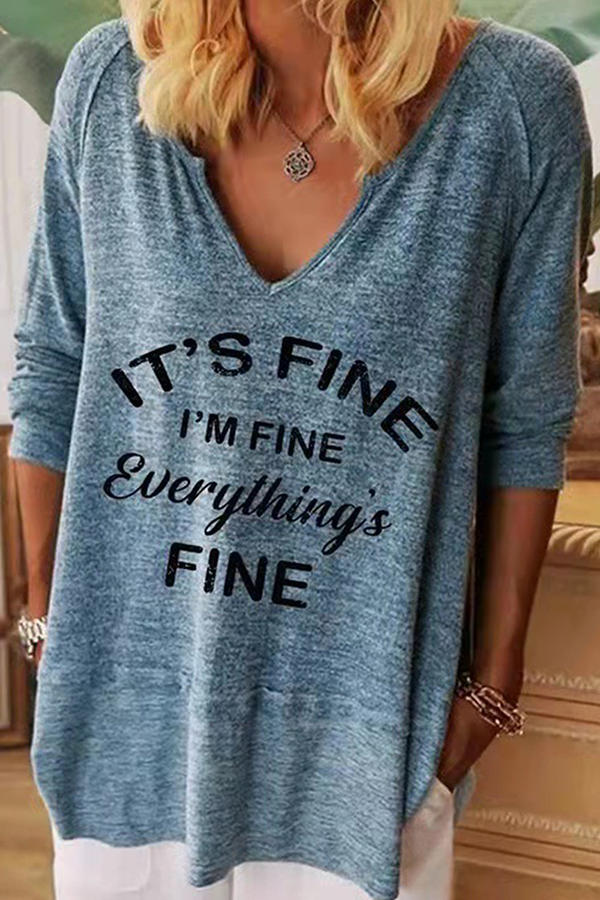 Tops casuales básicos con cuello en V y letras (7 colores)