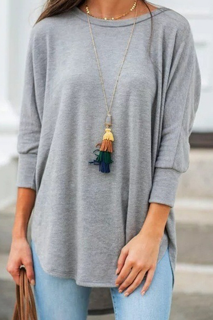 Camisetas casuales básicas asimétricas de cuello redondo (7 colores)
