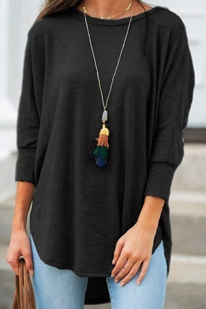 Camisetas casuales básicas asimétricas de cuello redondo (7 colores)