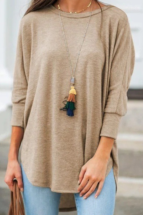 Camisetas casuales básicas asimétricas de cuello redondo (7 colores)