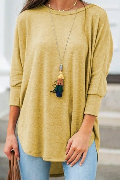 Camisetas casuales básicas asimétricas de cuello redondo (7 colores)