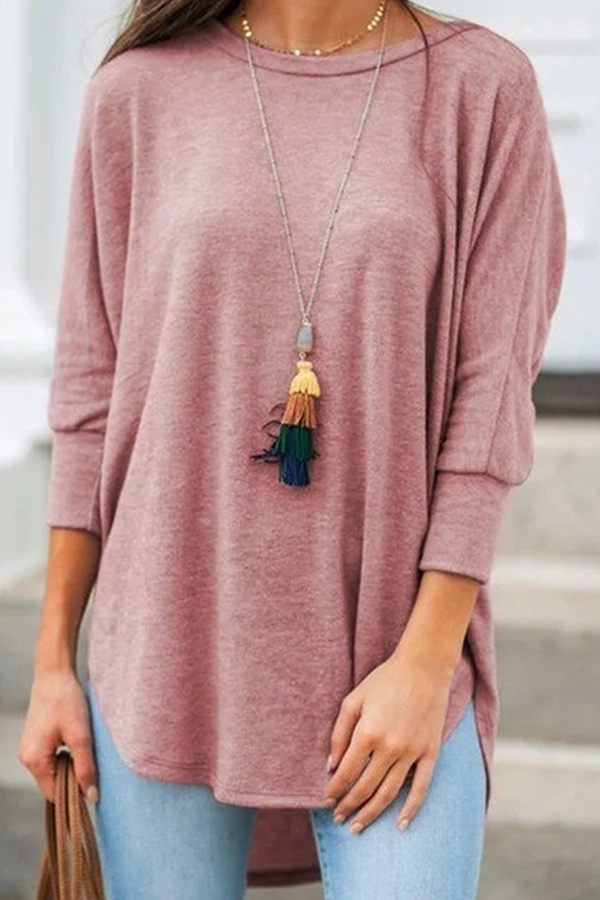Camisetas casuales básicas asimétricas de cuello redondo (7 colores)