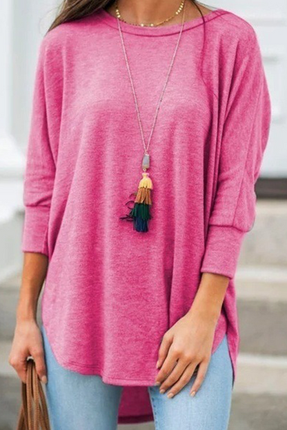 Camisetas casuales básicas asimétricas de cuello redondo (7 colores)