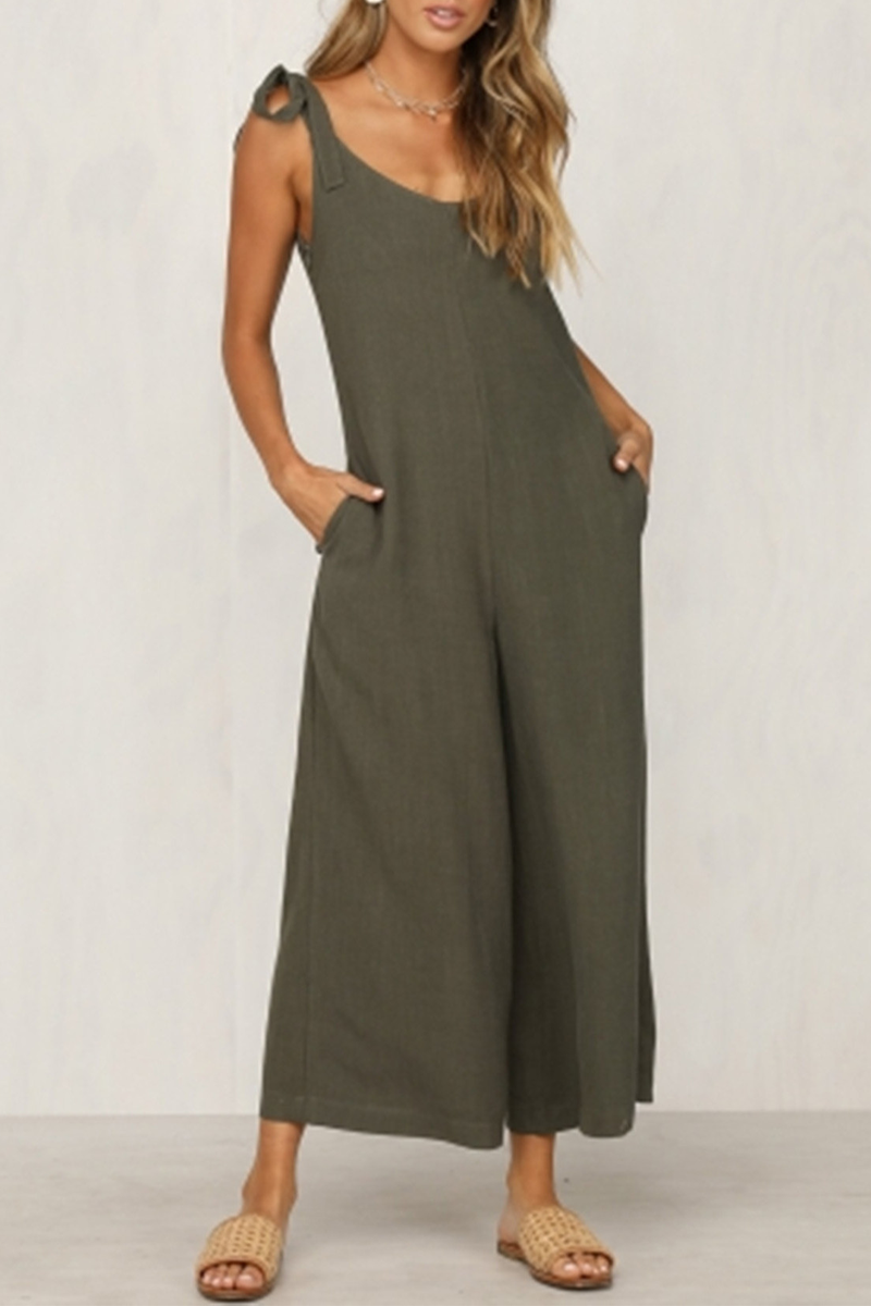 Monos casuales holgados con cuello en V y tirantes tipo capri (4 colores)