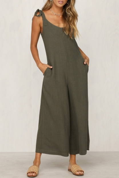 Monos casuales holgados con cuello en V y tirantes tipo capri (4 colores)