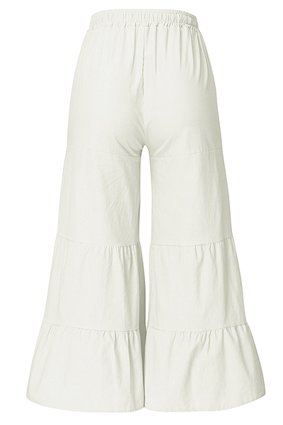 Pantalones casuales de pierna ancha y holgados con parches lisos y frenillo (5 colores)