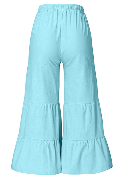 Pantalones casuales de pierna ancha y holgados con parches lisos y frenillo (5 colores)