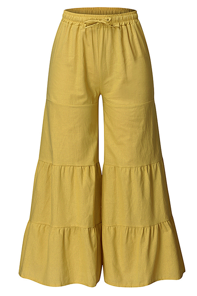 Pantalones casuales de pierna ancha y holgados con parches lisos y frenillo (5 colores)