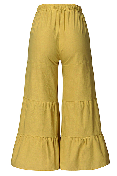 Pantalones casuales de pierna ancha y holgados con parches lisos y frenillo (5 colores)