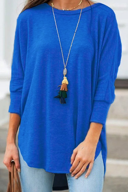 Camisetas casuales básicas asimétricas de cuello redondo (7 colores)