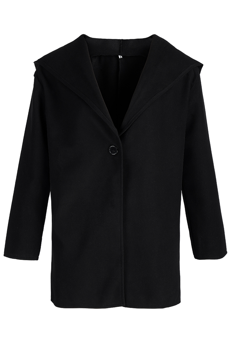 Prenda exterior informal, elegante, lisa, con botones y cuello con capucha (7 colores)