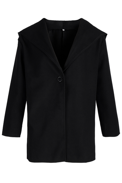 Prenda exterior informal, elegante, lisa, con botones y cuello con capucha (7 colores)