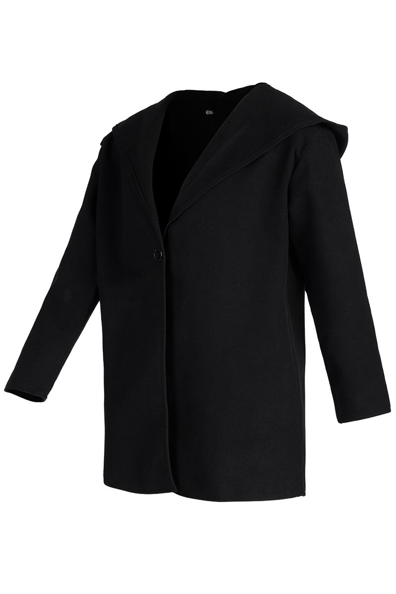Prenda exterior informal, elegante, lisa, con botones y cuello con capucha (7 colores)