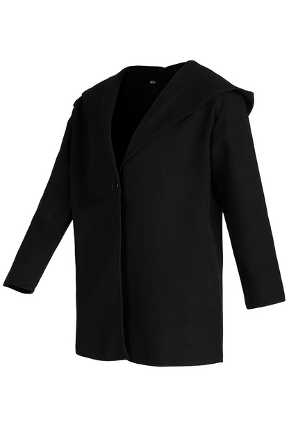 Prenda exterior informal, elegante, lisa, con botones y cuello con capucha (7 colores)