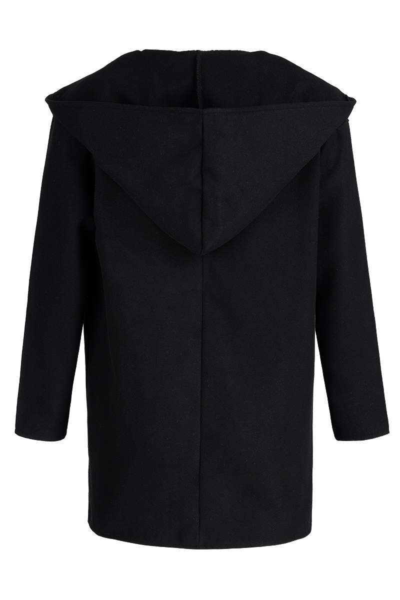 Prenda exterior informal, elegante, lisa, con botones y cuello con capucha (7 colores)