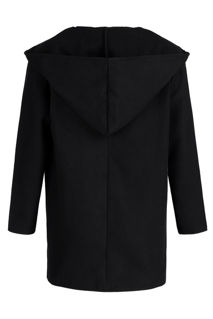 Prenda exterior informal, elegante, lisa, con botones y cuello con capucha (7 colores)