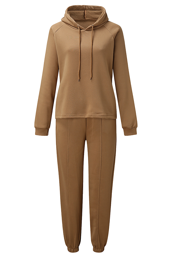 Conjunto deportivo de dos piezas con capucha, cuello alto, manga larga y parches sólidos (5 colores)