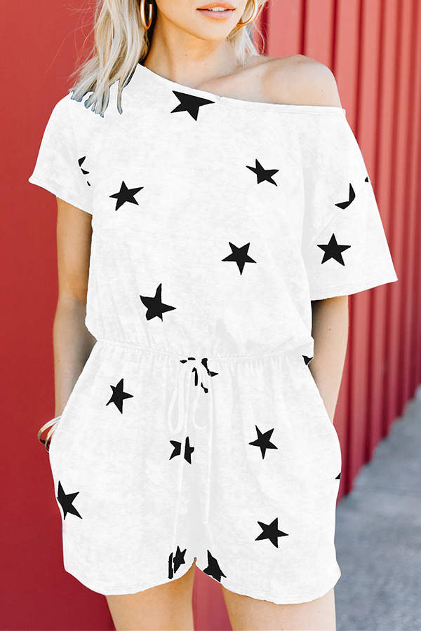 Mono informal de calle con cuello redondo y frenillo de bolsillo de las estrellas