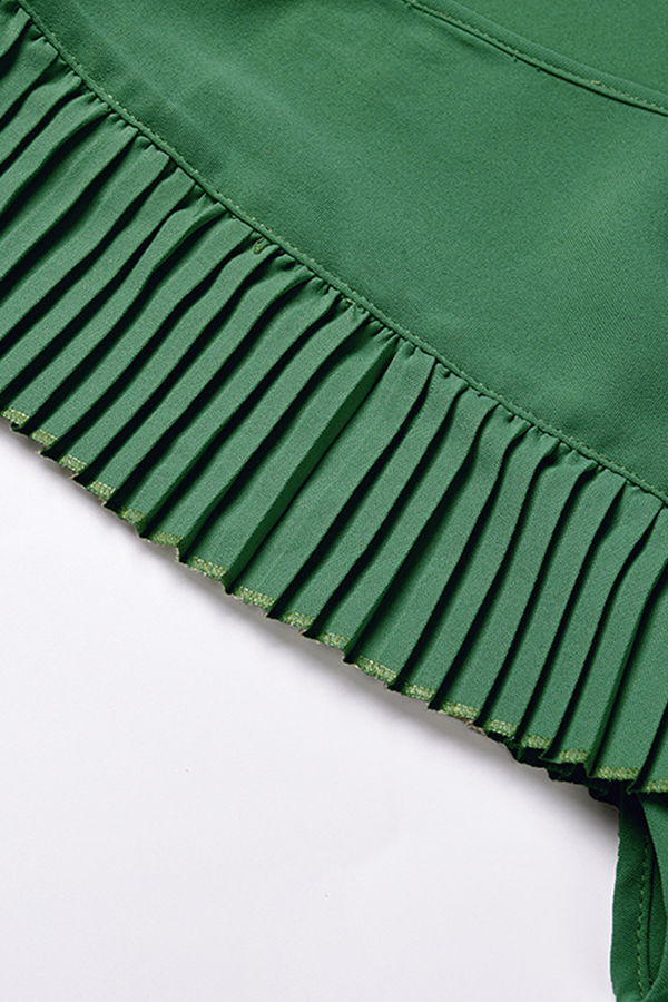 Elegante vestido plisado con escote en V y tirantes con volantes (6 colores)
