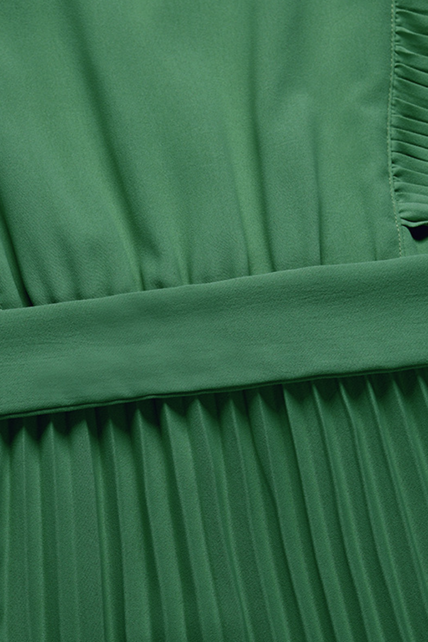 Elegante vestido plisado con escote en V y tirantes con volantes (6 colores)