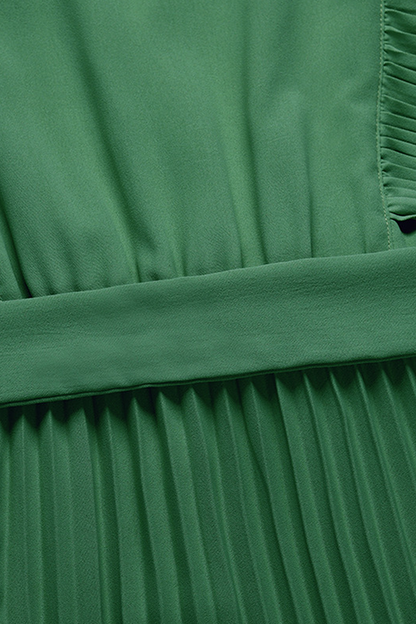 Elegante vestido plisado con escote en V y tirantes con volantes (6 colores)