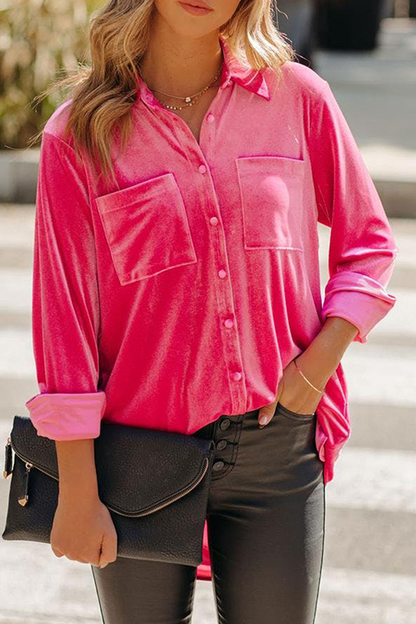 Tops casuales con cuello vuelto, hebilla y bolsillo sólido