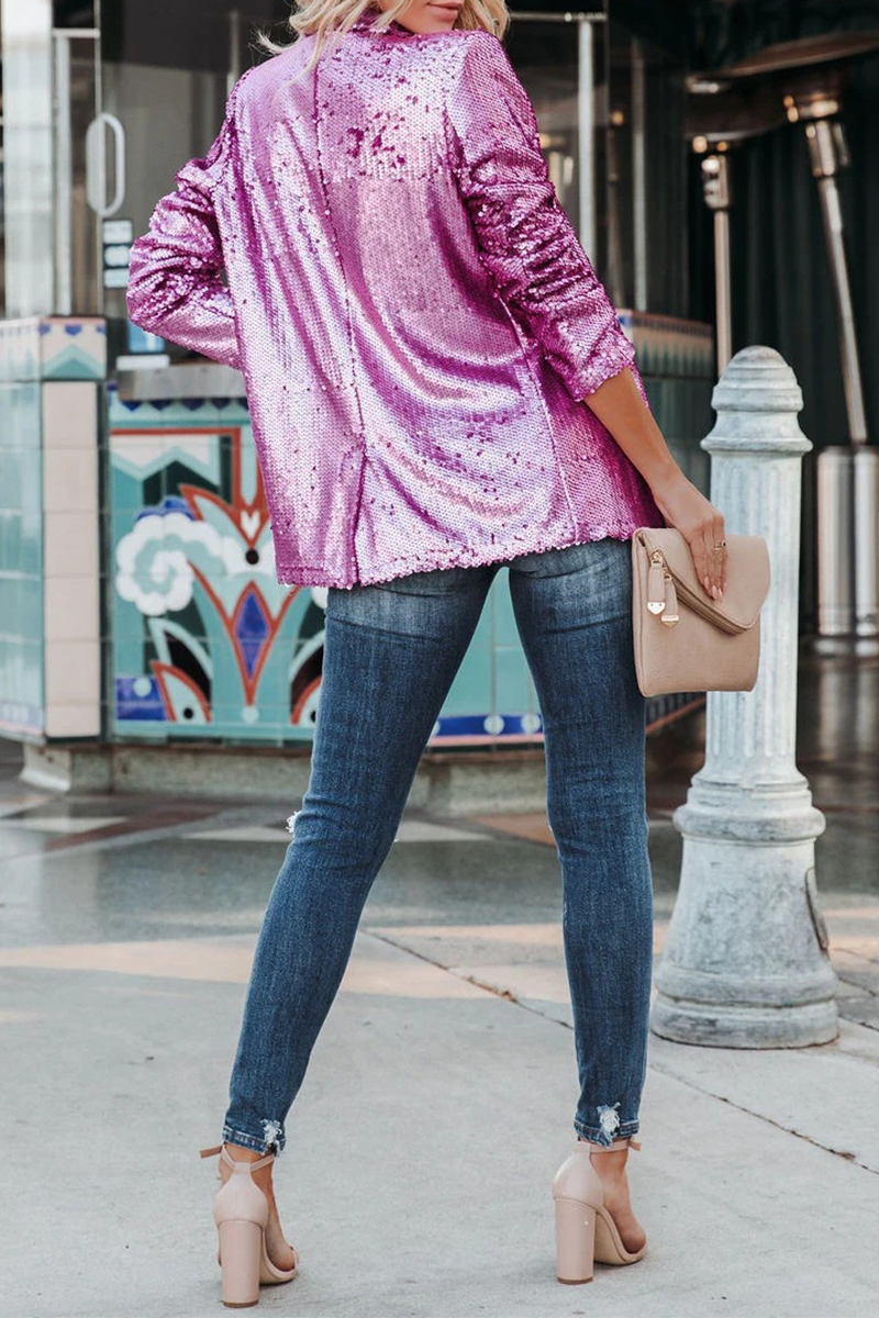 Prenda exterior tipo cárdigan con cuello de lentejuelas y patchwork urbano (8 colores)