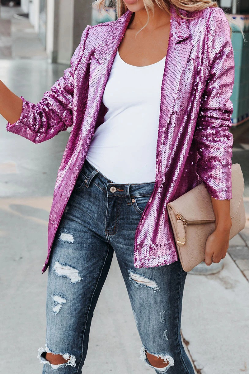 Prenda exterior tipo cárdigan con cuello de lentejuelas y patchwork urbano (8 colores)